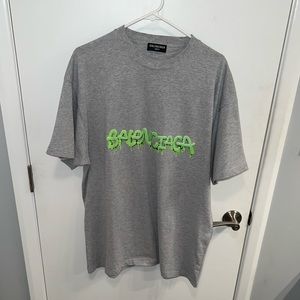 Balenciaga grey green drip logo t shirt size XL